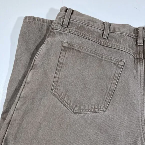 LL Bean Natural Fit Tan Canvas Flannel Lined 100% Cotton Pants Y2K Men's 40x29 - Picture 13 of 16